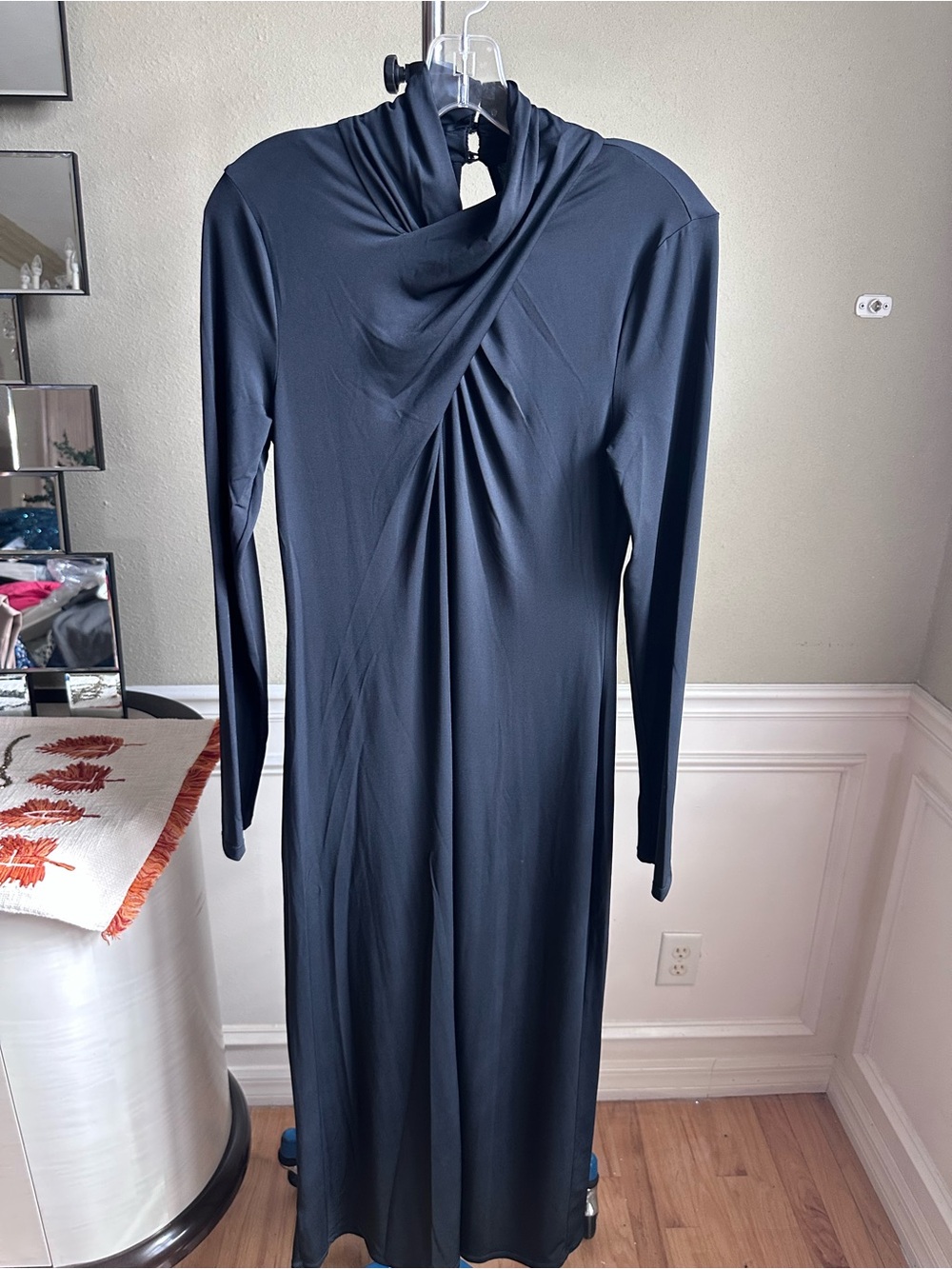 Derek Lam Navy-Black Long Sleeve Twist Front Dress